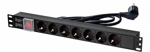 Πολύπριζο πλαστικό 1U για rack με 7 πρίζες σούκο 16A 3500W GN-1907P