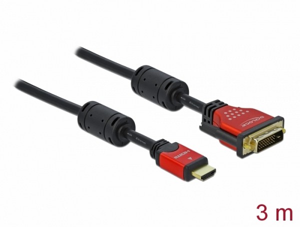 DELOCK Καλώδιο HDMI to DVI 3m Gold Plated 84343
