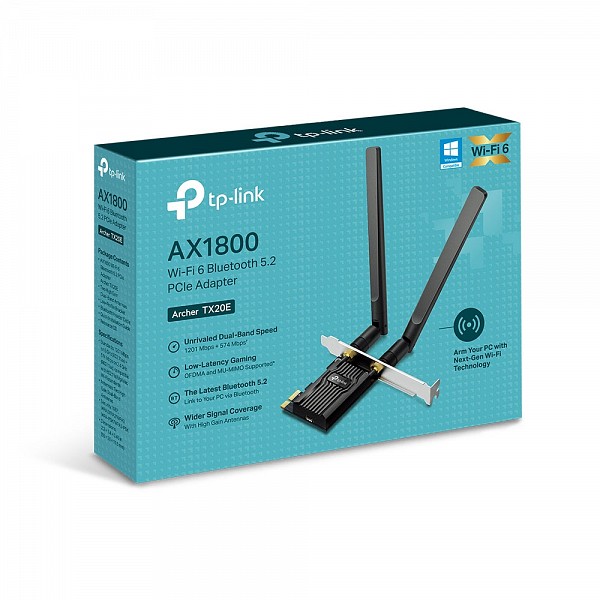 Tp-Link ΚΑΡΤΑ PCIe AX1800 Wi-Fi Bluetooth 5.2 Archer TX20E v1