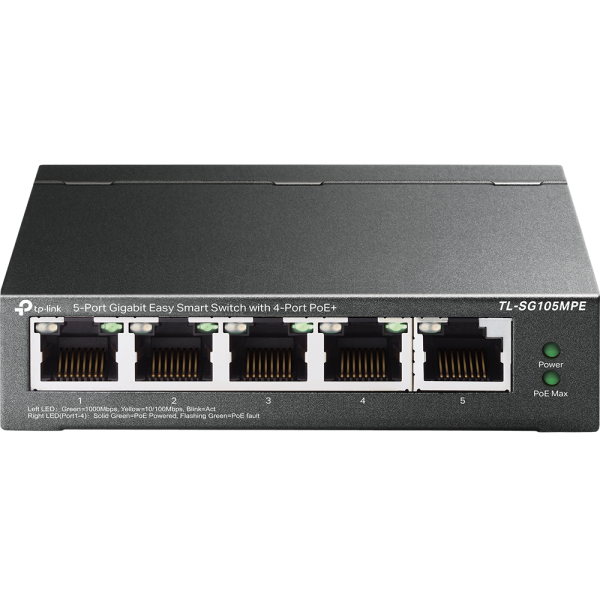 Tp-Link SWITCH 5 PORT GIGABIT Smart 4 PORT POE+ 120W TL-SG105MPE v1