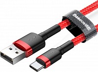 Baseus Cafule Braided USB 2.0 Cable USB-C male - USB-A male Κόκκινο 2m CATKLF-C09RD
