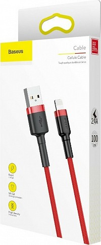Baseus Lightning Cafule Cable 2.4A 1m Red + Red (CALKLF-B09) (BASCALKLF-B09)