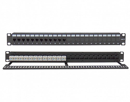 PATCH PANEL CAT6 UTP 12P 19" 1U ΜΕ ΟΔΗΓΟ ΚΑΛΩΔΙΩΝ LANCOM 04.024.0058