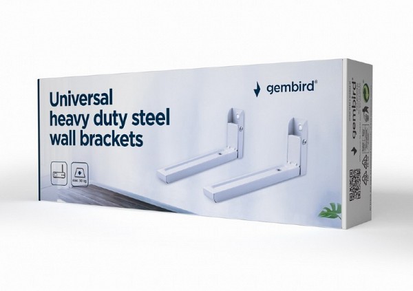 Gembird Universal heavy duty steel wall brackets 30kg white WM-U30-01-W