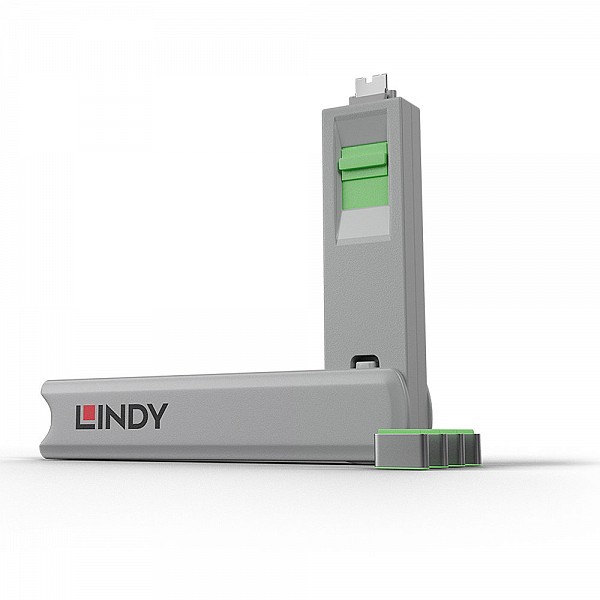 Lindy Port Blocker USB TYPE-C (1 key + 4 x blocks) Green 40426