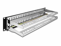 Delock 19 Keystone Patch Panel 48 port with strain reliefs 2U black 66878