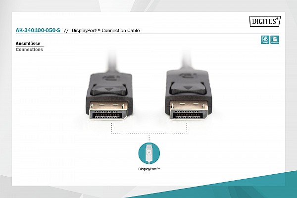 Digitus ΚΑΛΩΔΙΟ DISPLAYPORT M/M 5m AK-340100-050-S