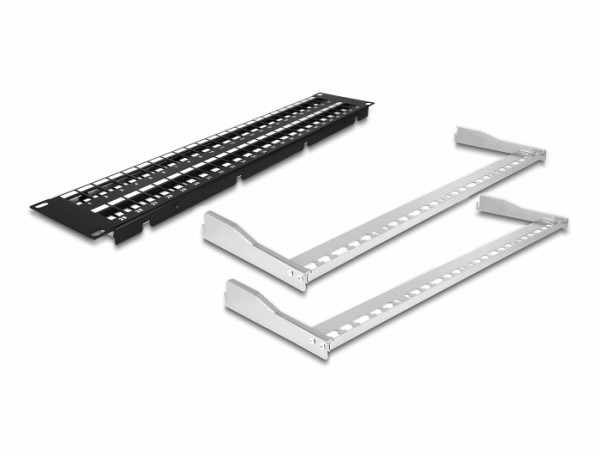 Delock 19 Keystone Patch Panel 48 port with strain reliefs 2U black 66878