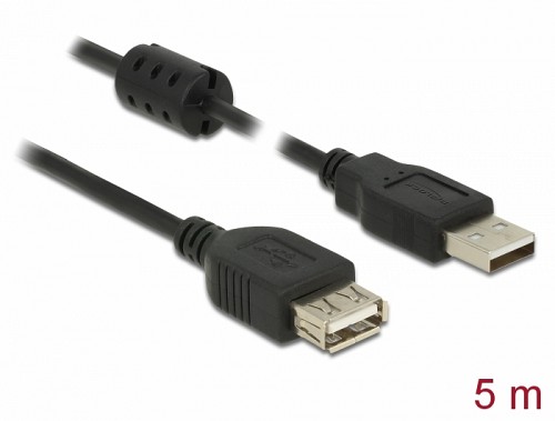 Delock Extension cable USB 2.0 Type-A male > USB 2.0 Type-A female 5m black 84887