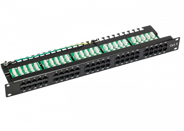 S-Link PATCHPANEL ΤΗΛΕΦΩΝΙΚΟ 50 PORT CAT3 ISDN ΜΑΥΡΟ SL-TP50