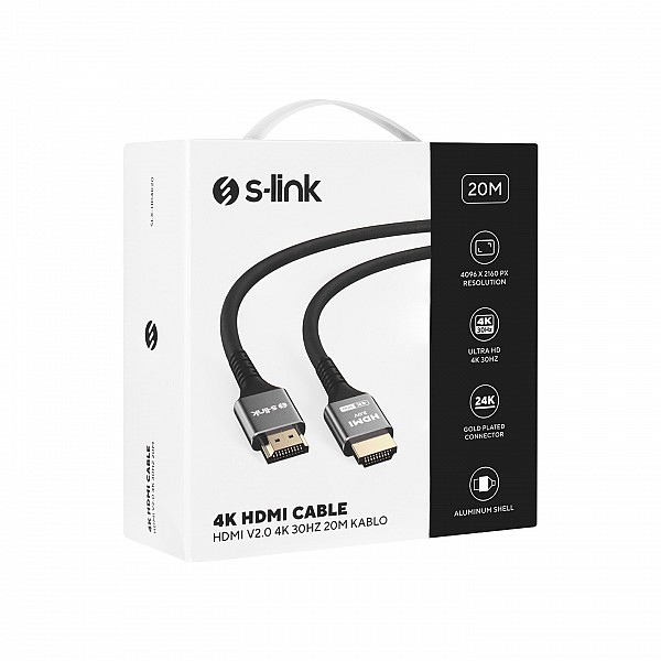S-Link καλώδιο HDMI 20m Gold v2.0 (4096x2160@30Hz) SLX-HD4K20
