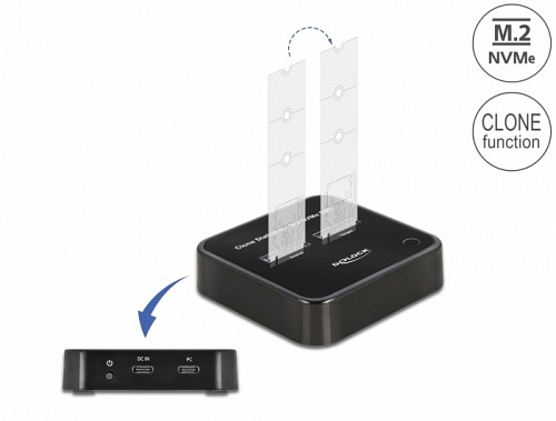 Delock M.2 Docking Station for 2 x M.2 NVMe PCIe SSD with Clone function 64177