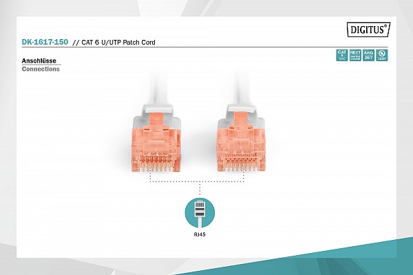DIGITUS CAT 6 U/UTP patch cord - LSZH DK-1617-150