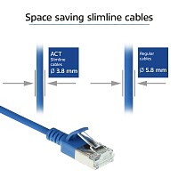 ACT slimline patch cable LSZH U/FTP CAT6a blue 0.5m DC7600