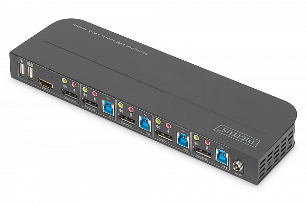 Digitus KVM Switch, 4-Port, 4K60Hz, 4 x DP in, 1 x DP/HDMI out DS-12890