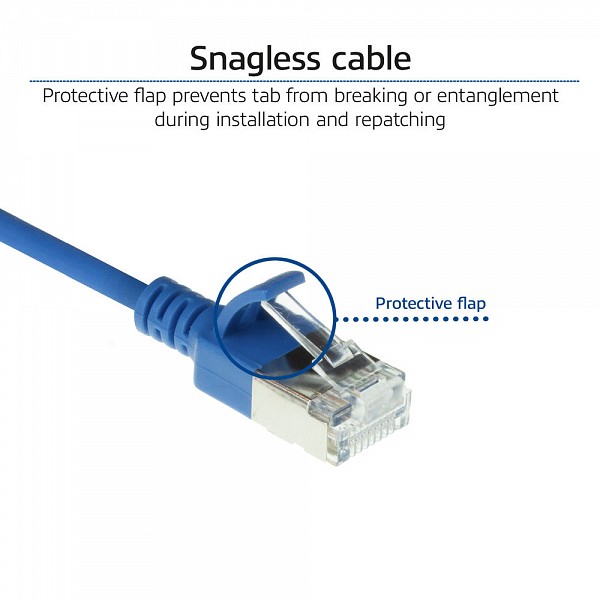 ACT slimline patch cable LSZH U/FTP CAT6a blue 0.5m DC7600