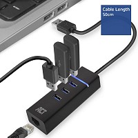 ACT USB 3.0 ETHERNET GIGA & Hub 3-Port USB 3.2 AC6310