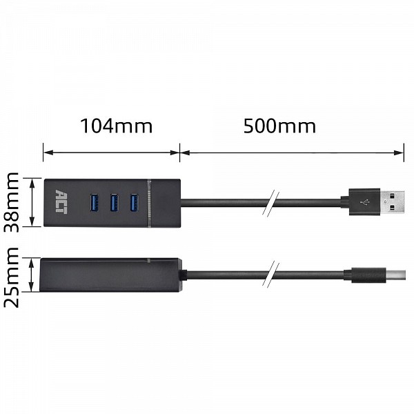ACT USB 3.0 ETHERNET GIGA & Hub 3-Port USB 3.2 AC6310