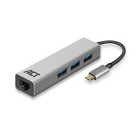 ACT ADAPTER USB Type-C Male to Gigabit LAN + 3-Port USB 3.2 HUB AC7055