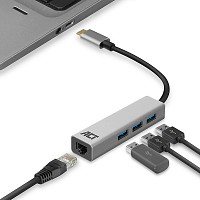 ACT ADAPTER USB Type-C Male to Gigabit LAN + 3-Port USB 3.2 HUB AC7055