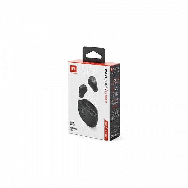 JBL® Wave Buds True Wireless In-Ear Headphones IP54 Touch (Black) JBLWBUDSBLK