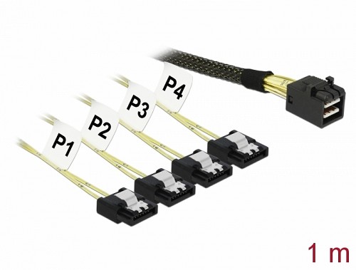 Delock Cable Mini SAS HD SFF-8643 > 4 x SATA 7 Pin 1 m 83393