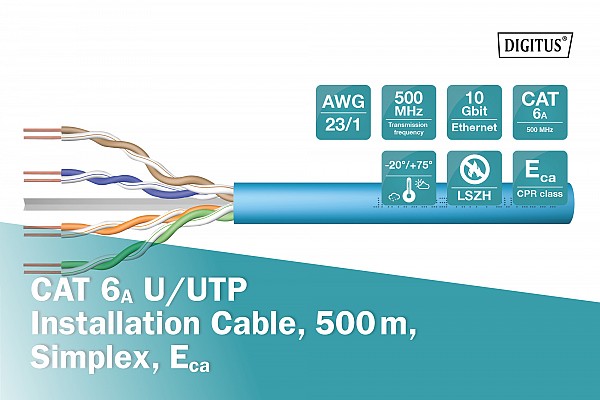 Digitus UTP 500m Cat6a Mονόκλωνο LSOH DK-1613-A-VH-5