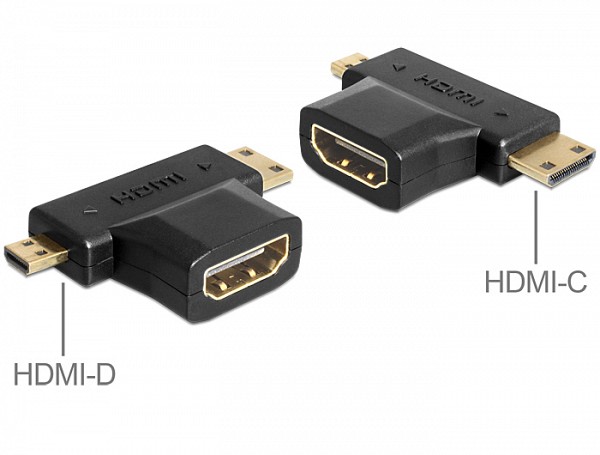 Delock Adapter HDMI-A female > HDMI-C + HDMI-D male 65446