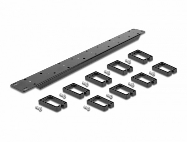 Delock 19 Cable Management Routing Panel both sides with 9 hooks (5 x vertical, 4 x 45° inclined) 1U black 66850