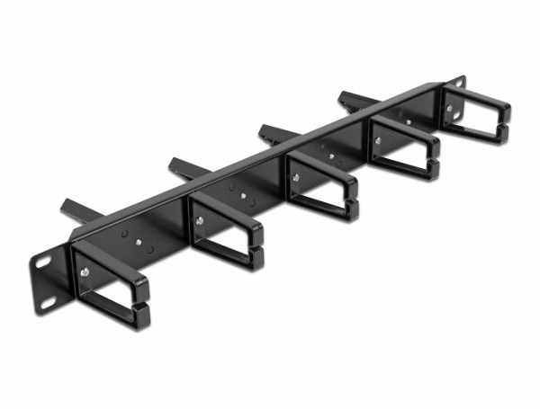Delock 19 Cable Management Routing Panel both sides with 9 hooks (5 x vertical, 4 x 45° inclined) 1U black 66850
