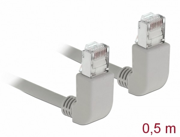 Delock Network cable RJ45 Cat.5e SF/UTP upwards / upwards angled 0.5m 83510