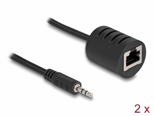 Delock Stereo Audio Extender RJ45 jack to 3.5 mm stereo jack male Cat.5 up to 50 m set 2 pieces 87858