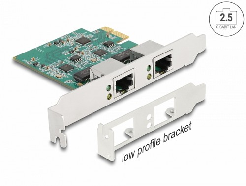 Delock PCI Express x1 Card to 2 x RJ45 2.5 Gigabit LAN RTL8125 88101