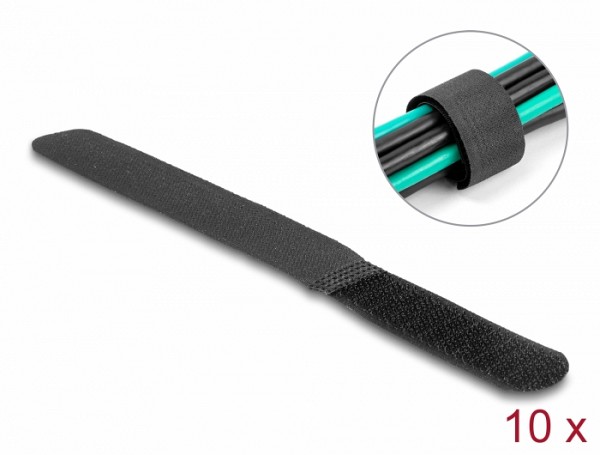 Delock Hook-and-loop cable tie L 180 x W 20 mm black 10 pieces 19110