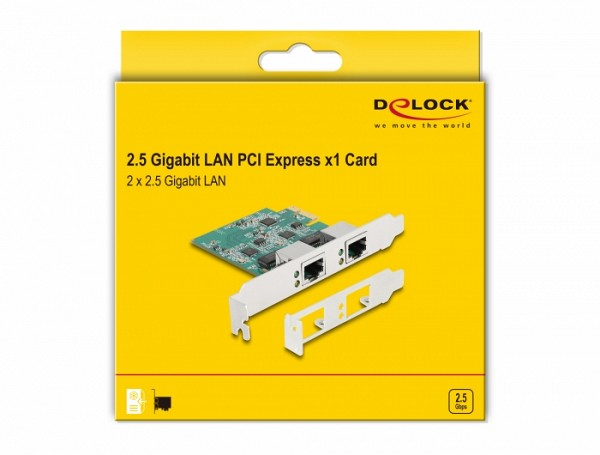 Delock PCI Express x1 Card to 2 x RJ45 2.5 Gigabit LAN RTL8125 88101