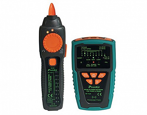 PRO'SKIT TESTER ΚΑΛΩΔΙΩΝ LAN ΤΗΛΕΦΩΝΙΚΩΝ ΜΕ ΓΕΝΝΗΤΡΙΑ ΣΗΜΑΤΟΣ LCD & ΑΝΙΧΝΕΥΤΗ ΤΑΣΗΣ MT-7029