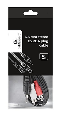 Cablexpert 3.5 mm Stereo to RCA Plug Cable 5m CCA-458-5M