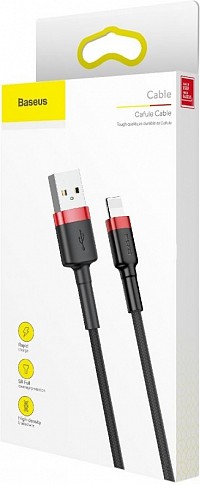 Baseus Lightning Cafule Cable 2.4A 1m Red + Black CALKLF-B19