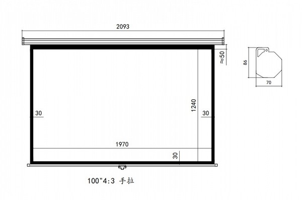 Χειροκίνητη οθόνη προβολής 100 200x150cm 4:3 MNS-100/4:3