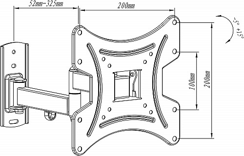 Επίτοιχη βάση TV 23"-42" έως 25kg MAXVESA:200 μάυρη HL15-2L