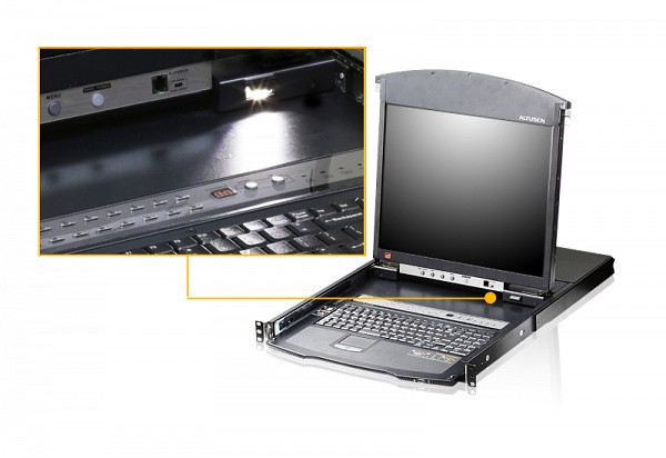 ATEN 1-Local/Remote Shared Access 8-Port Multi-Interface Cat 5 Dual Rail LCD KVM over IP switch