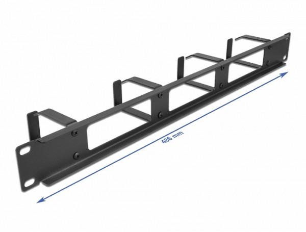 Delock 19 Cable Management Routing Panel with 3 openings and 4 hooks 1U black