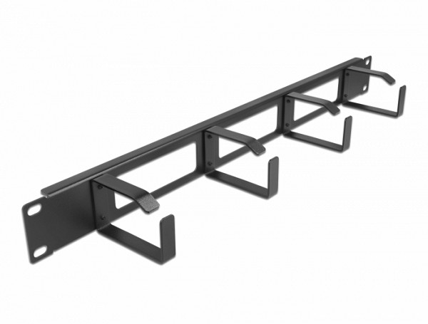 Delock 19 Cable Management Routing Panel with 3 openings and 4 hooks 1U black