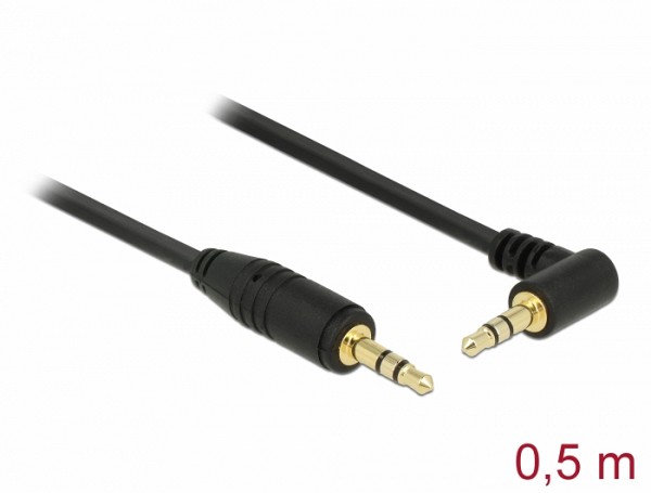 Delock Stereo Jack Cable 3.5 mm 3 pin male > male angled 0.5 m black