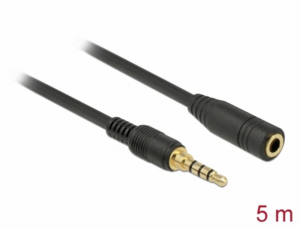 Delock Stereo Jack Extension Cable 3.5 mm 4 pin male to female 5 m black