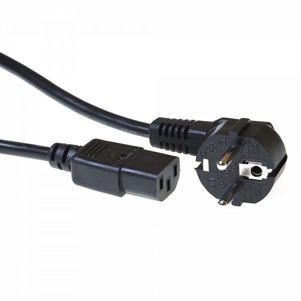 ACT Powercord mains connector CEE 7/7 male (angled) - C13 black 2.5m AK5010