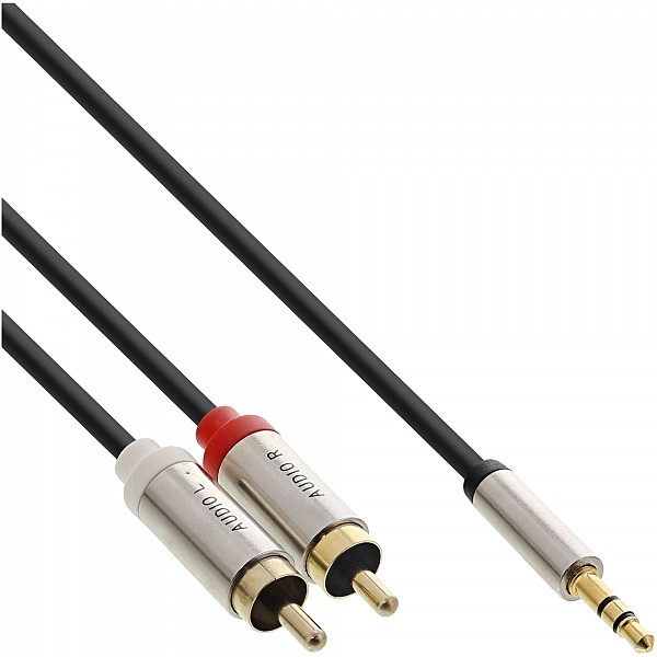 InLine® Basic Slim Audio Cable 3.5mm male / 2x RCA male 1m S-99241
