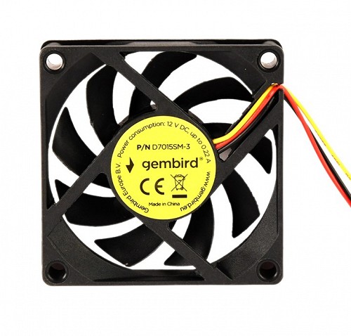 Gembird 70x70x15 mm cooler fan sleeve bearing medium speed 3 pin connector bulk package D7015SM-3