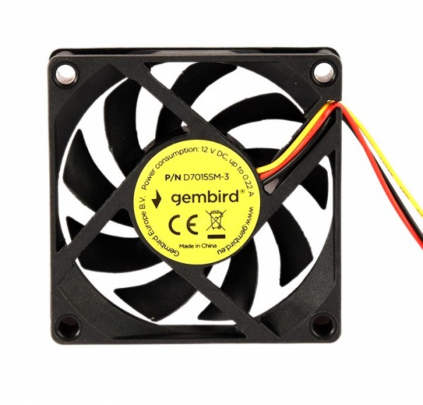 Gembird 70x70x15 mm cooler fan sleeve bearing medium speed 3 pin connector bulk package D7015SM-3