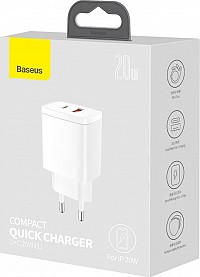 Baseus Φορτιστής Χωρίς Καλώδιο με Θύρα USB-A και Θύρα USB-C 20W Power Delivery / Quick Charge 3.0 Λευκός (CCXJ-B02) (BASCCXJB02)
